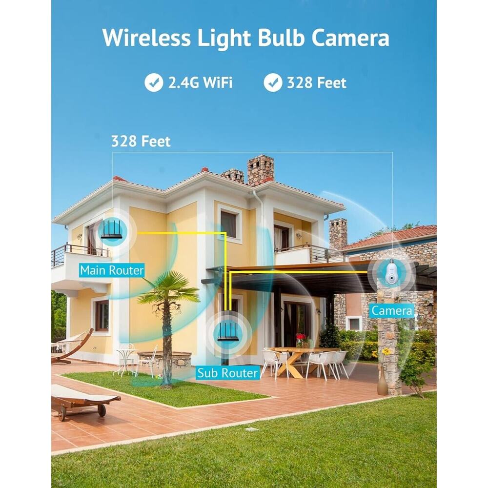 LAVIEW 4MP Light Bulb Security Camera 2-Pack WHITE - Picture 7 of 10